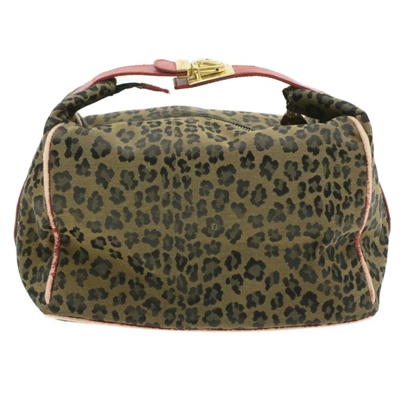 Auth FENDI Leopard Canvas Vanity Pouch Brown Red - Picture 3 of 12
